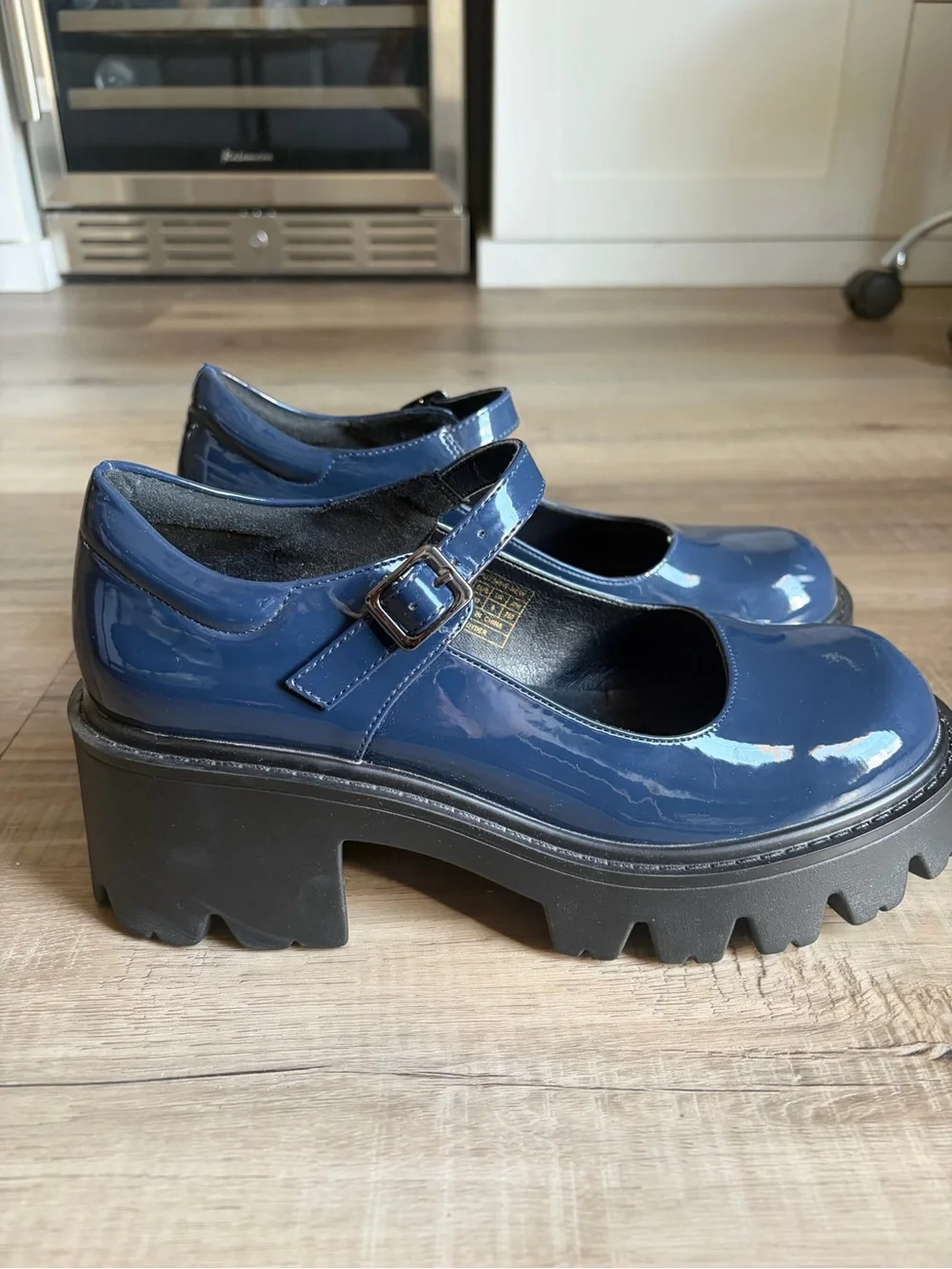 Dream Pairs Navy Patent Chunky Platform Mary Jane